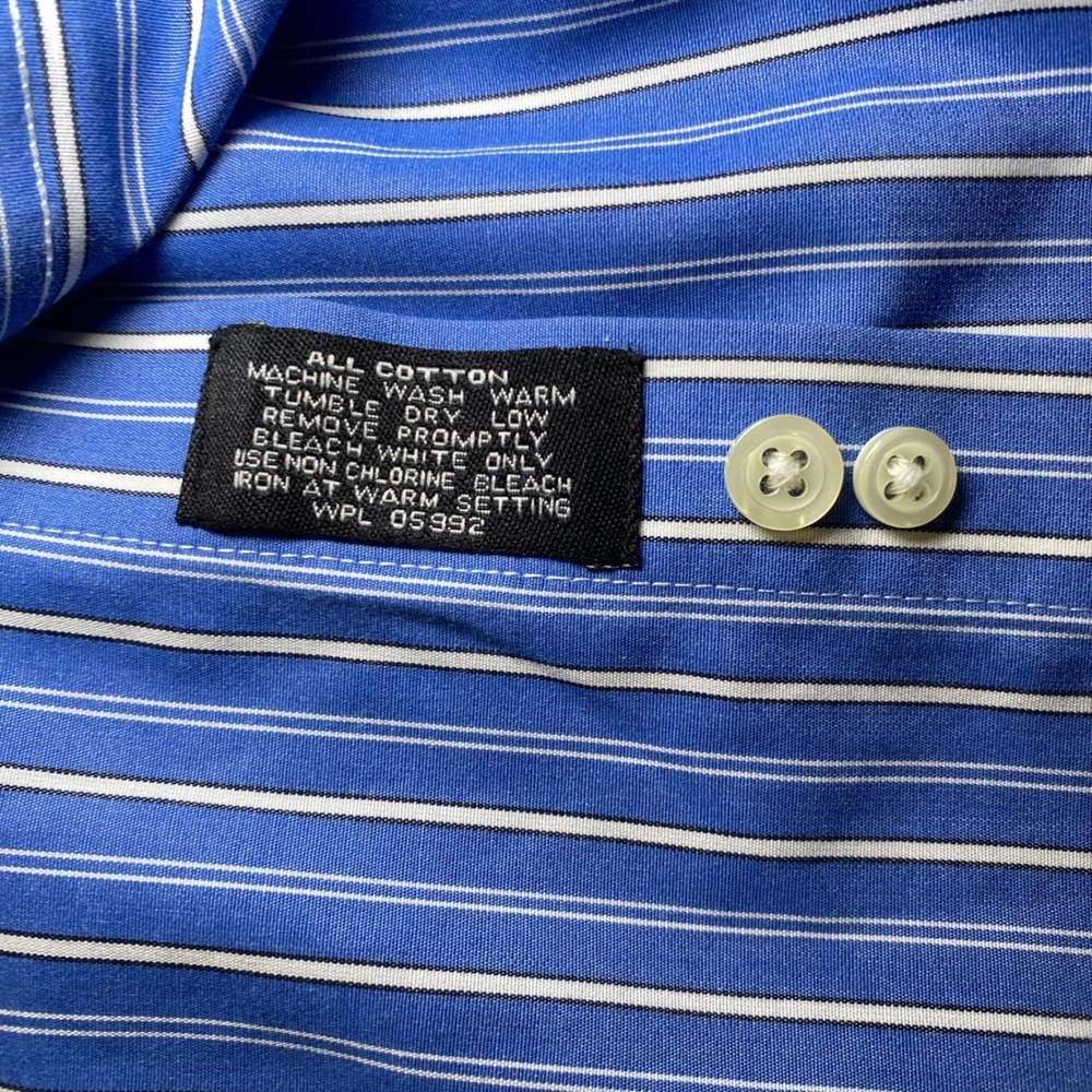 Jos A Bank Traveler Lot 3 Dress Shirts 17.5 34 Blue Check Stripe Cotton - Picture 7 of 16